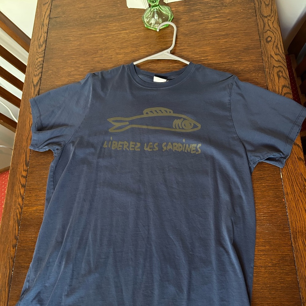 Clare V. Liberez Les Sardines Navy with Grey Sardine Original Fit Tee